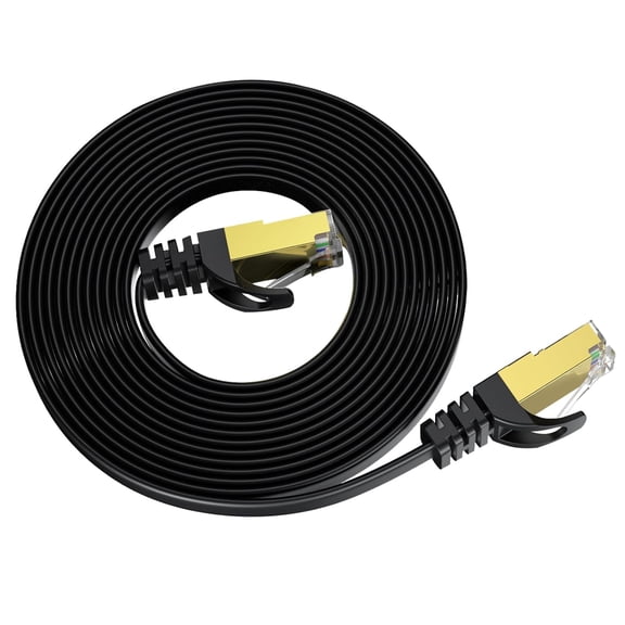 ERUCND-Cat8 Ethernet Cable 3 feet, Flat High Speed Network Cable, STP RJ45 Gigabit Cat 8 LAN Internet Cable for Router- Black