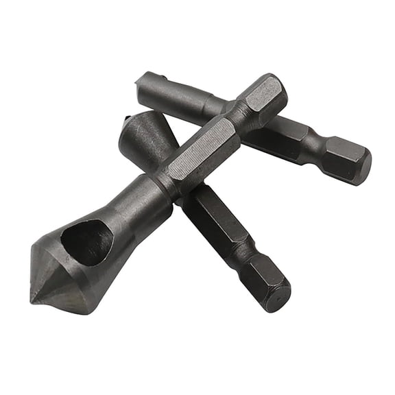 ERUCND-Chamfer Bit Set, 3-Piece 1/4" Hex Shank Countersink Deburring Tool, Chamfering & Deburring Drill Bit for Metal, Wood, Plastic & PVC Board, Professional Woodworking & Metalworking Tool