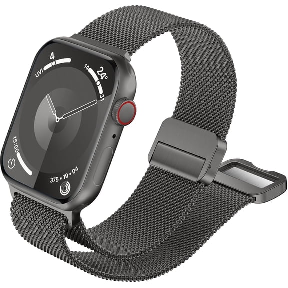 ERUCND-Compatible with Apple Watch Bands 49mm 46mm 45mm 44mm 42mm 41mm 40mm 38mm, Stainless Steel Mesh Loop Strap Magnetic Clasp Band for iwatch Series Ultra 3 2 SE 11 10 9 8 7 6 5 4,Women Men