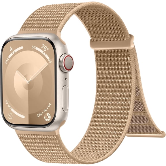 ERUCND-Compatible with Apple Watch Bands for Women 40mm 38mm 41mm 42mm 44mm 45mm 46mm 49mm for Men, Adjustable Braided Sport Nylon Loop Straps for iWatch Series 11/10/9/8/7/6 SE/Ultra 3 2 1(Milktea)