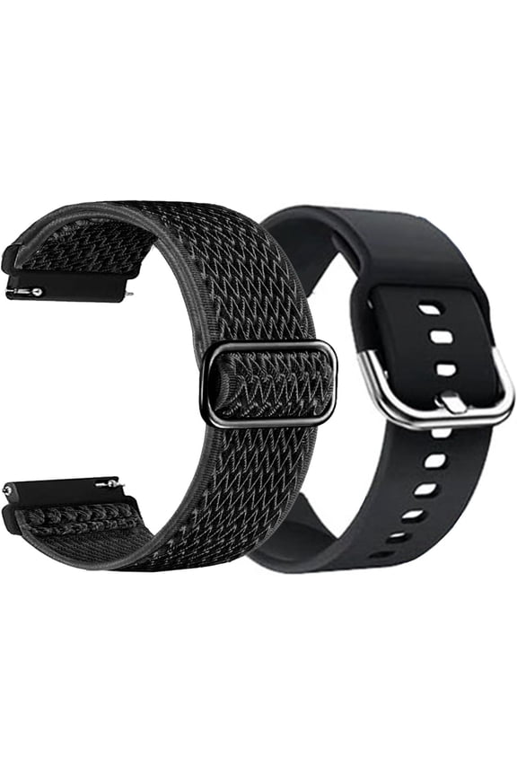 -Compatible for CMF by Nothing Watch 3 pro Smart Watch Bands, 2-Pack Soft Silicone + Stretch Nylon Adjustable Straps for CMF Watch Pro/Pro 2 /Pro 3 Smartwatch Quick Release Replacement Wristban