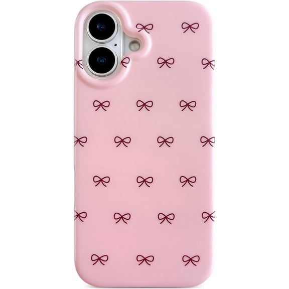 ERUCND-Compatible for iPhone 17 Case(6.3" 2025), Frosted Bowknot Case, Cute Simple Aesthetics Design for Girls Women, Lightweight Comfortable Touch Protection Fashionable Cover - Cherry Blossom Pink