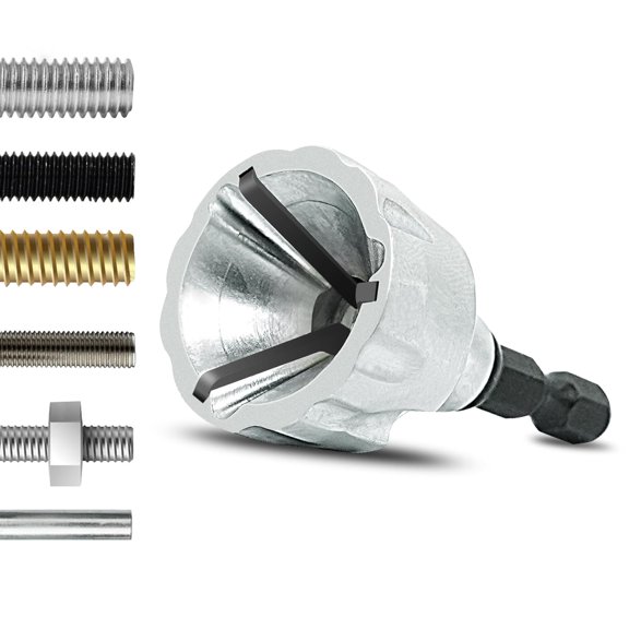 ERUCND-Deburring External Chamfer Tool with YG8 Carbide Blade, Deburring Drill Bit Set, Remove Burr Tools with Quick Release Shank, Repair Tools for Damaged Bolts Fits for 1/8"- 3/4" (3mm-19mm)