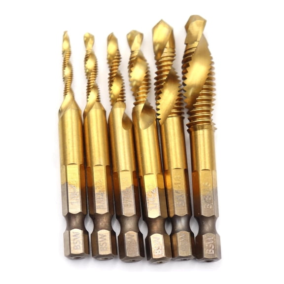 ERUCND-Drill Tap Bit Set, SAE Drill Bit, Titanium 1/4" Hex HSS Shank Titanium Drill Tap Combination Bit Set Screw Tapping Countersink Drill Bits