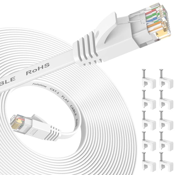 ERUCND-Ethernet Cable 25 ft, Cat 6e/Cat6 Ethernet Cable High Speed with Network Patch Cords, LAN Cable Clips with Rj45 Connector for Router Modem Faster Than Cat 5e/Cat 5-White
