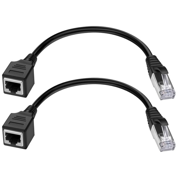 ERUCND-Ethernet Extension Cable 2Pack Ethernet LAN Male to Female Network Cable RJ45 Cat6 Extension Patch Cable Extender Cord 1FT/30CM CAT6