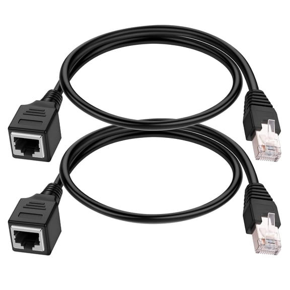 ERUCND-Ethernet Extension Cable 2Pack Ethernet LAN Male to Female Network Cable RJ45 Cat6 Extension Patch Cable Extender Cord 2FT/60CM