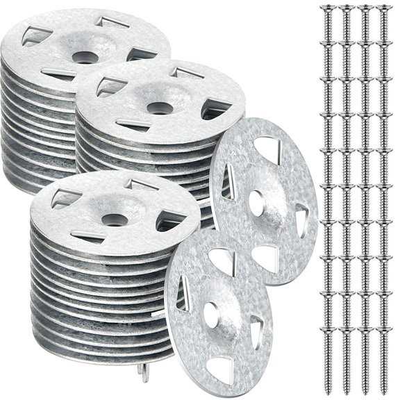 ERUCND-Fastener Kit Board Hardware Set, Includes 1-1/8 Inch Galvanized Steel Washers and Stainless Steel Screws for Fixing Fastening Installation(150 Pcs)