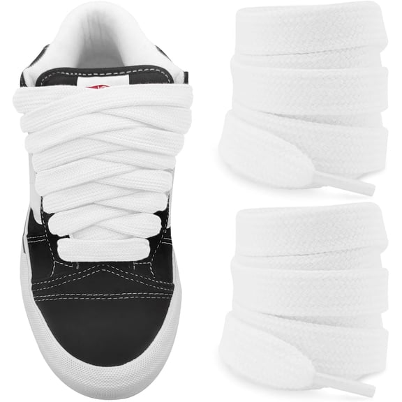 ERUCND-Fat Shoelaces for Vans Knu Skool Classic Skate Shoes, 5/8"(15mm) Wide Cotton Chunky Big Thick Replacement Laces