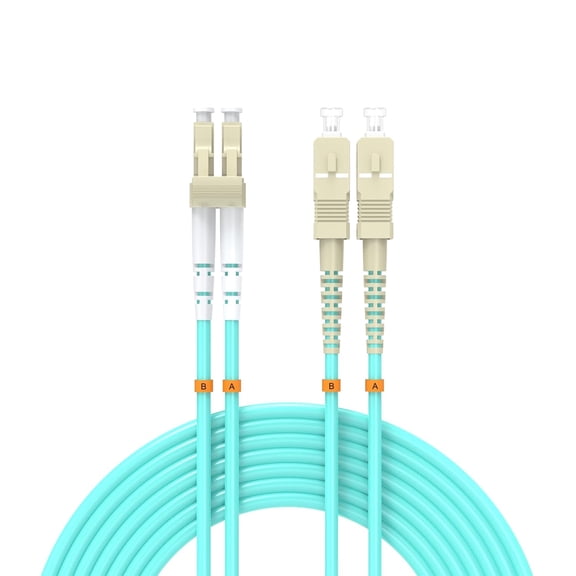 ERUCND-Fiber Patch Cable 10ft/3meters LC/UPC to SC/UPC OM3 10Gb/Gigabit MultiMode Jumper Duplex 50/125m LSZH Fiber Optic Cord for SFP Transceiver, Aqua
