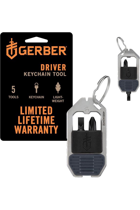 -Gear Driver Keychain 5-in-1 Multitool, Clips to Pocket or Keychain with Pry Bar, Phillips and Flat Head Screwdriver Bits, and Bottle Opener, Lightweight EDC Gear for Everyday Carry, Urban Blue