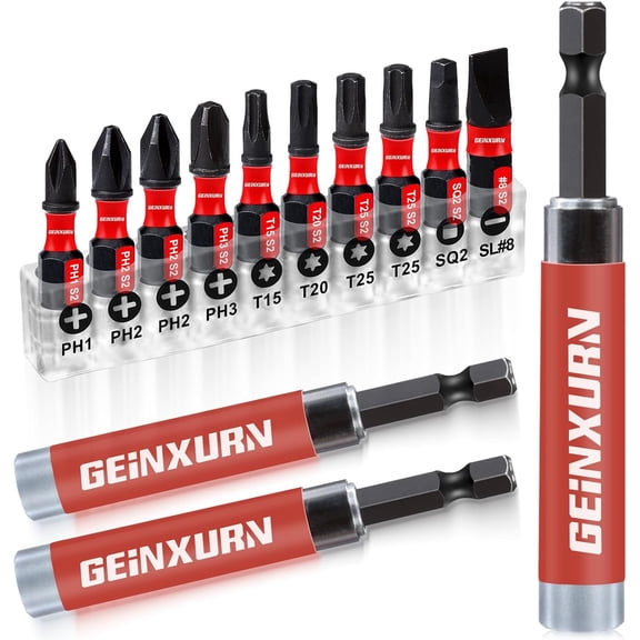 ERUCND-Geinxurn 3 PCS Drive Guide with Self Retracting Sleeve(3.5) and 10 Pcs Screwdriver Bit, Magnetic Drill Bit Tip Holder for Prevent Screws Shaking When Driving