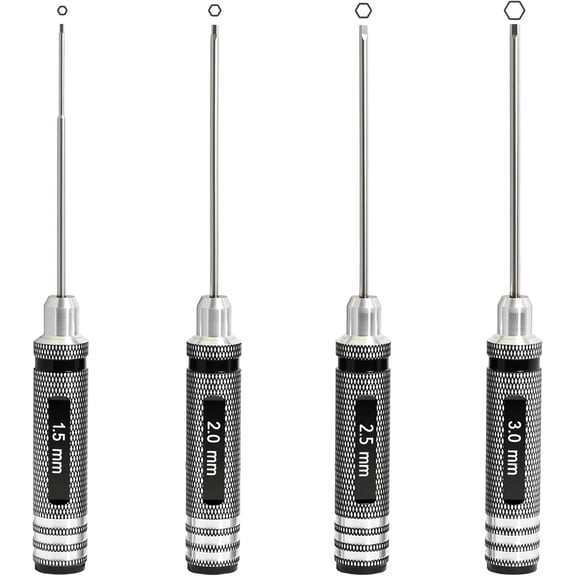 ERUCND-Hex Key Driver Set 1.5 2.0 2.5 3.0mm Magnetic Tip RC Screwdriver Kit with Quick-Change Allen Wrench, Alloy Steel Precision Tools RC Car Tools for Drone, Robot & Mini Crawler Maintenance