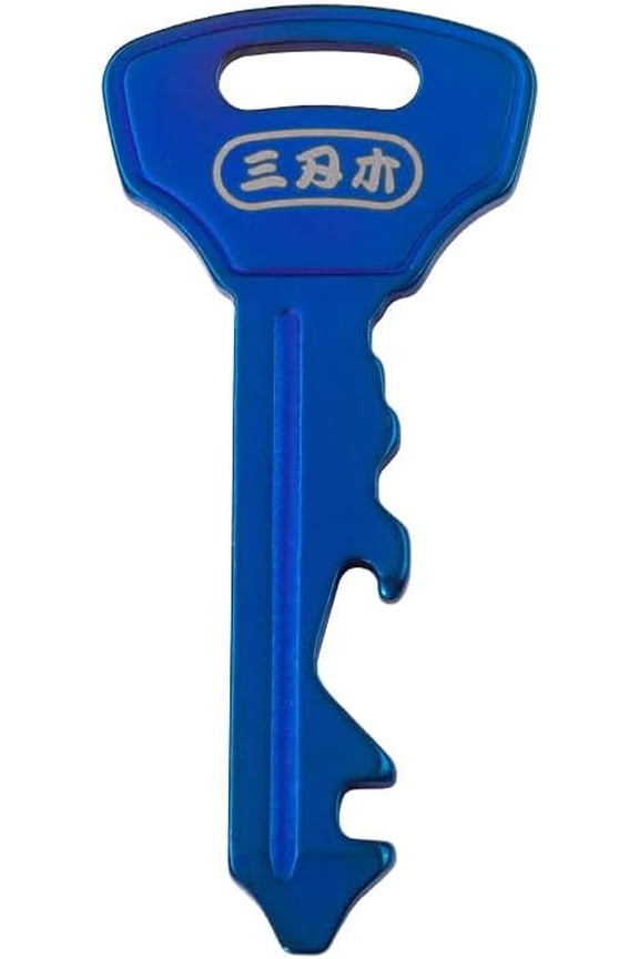 -Keychain GJ040 Pry Bar Multi Tool with Bottle Opener Screwdriver Wheel Spoke Wrench Function Stainless Steel Small Keychain (Blue)