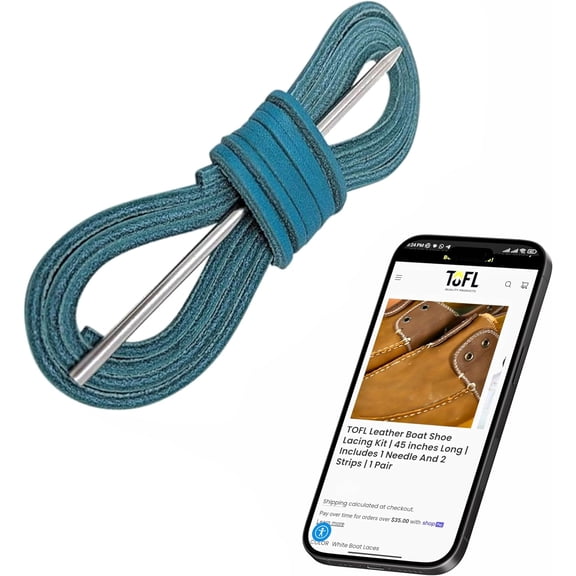 ERUCND-Leather Boat Shoe Lacing Kit  45 Inch Leather Shoelaces for Boat Shoes, 1 Needle & 2 Strips [1 Pair]