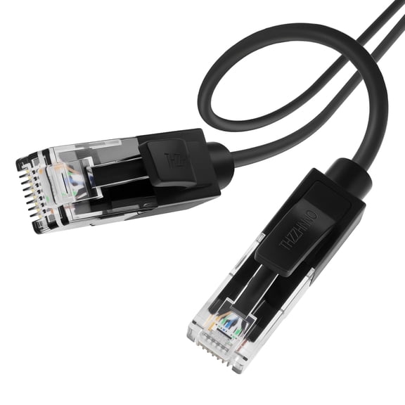 ERUCND-Liquid Silicone Ethernet Cable 10FT, Cat.6a 10Gbps Network Cord, RJ45 LAN Cable for Gaming, PC, TV, Tablet, Labtop, Router (Black)