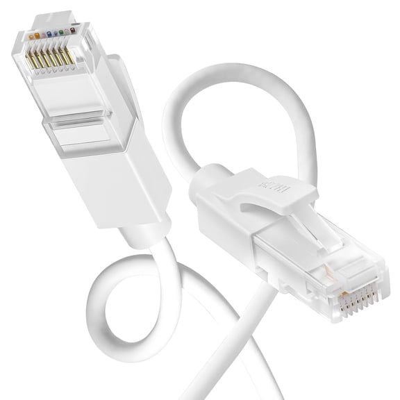 ERUCND-Liquid Silicone Ethernet Cable 15FT, Cat.6a 10Gbps Network Cord, RJ45 LAN Cable for Gaming, PC, TV, Tablet, Labtop, Router (White)
