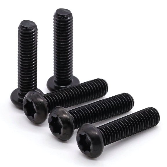 ERUCND-M6-1.0 x 25mm (25 pcs) Button Head Torx Drive Machine Screws, 10.9 Grade Alloy Steel, Black Oxide Finish, Full Thread Coverage