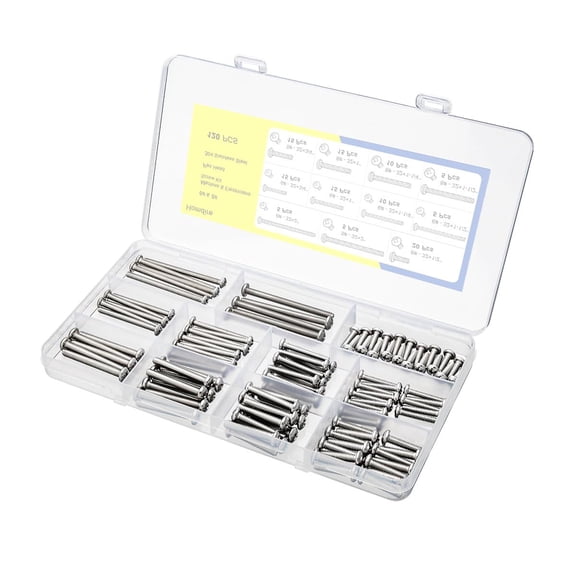 ERUCND-Machine Screws, Electrical Screw Kit- #6-32#8-32 120pcs,Thread 304 Stainless Steel Phillips Pan Head Receptacles Mounting Screws