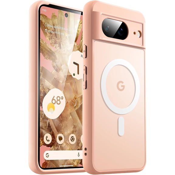 ERUCND-Magnetic Case for Google Pixel 8 6.2-Inch 2023, Compatible with MagSafe, Translucent Matte Back Shockproof Phone Cover (Rose)