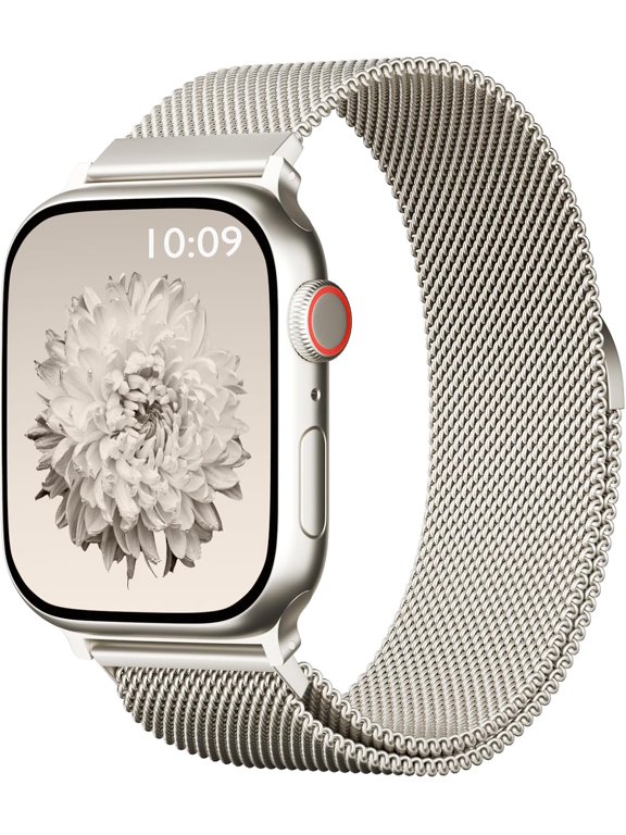 -Magnetic Mesh Metal Compatible with Apple Watch Band 49mm 46mm 45mm 44mm 42mm 41mm 40mm 38mm Men and Women, Stainless Steel Loop Clasp Replacement for iWatch Bands Ultra Series 10 9 8 7 SE 6 5