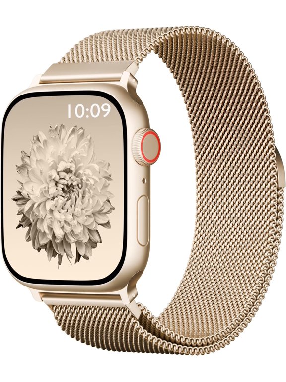 -Magnetic Mesh Metal Compatible with Apple Watch Band 49mm 46mm 45mm 44mm 42mm 41mm 40mm 38mm Men and Women, Stainless Steel Loop Clasp Replacement for iWatch Bands Ultra Series 10 9 8 7 SE 6 5