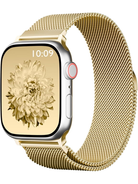 -Magnetic Mesh Metal Compatible with Apple Watch Band 49mm 46mm 45mm 44mm 42mm 41mm 40mm 38mm Men and Women, Stainless Steel Loop Clasp Replacement for iWatch Bands Ultra Series 10 9 8 7 SE 6 5