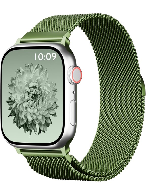-Magnetic Mesh Metal Compatible with Apple Watch Band 49mm 46mm 45mm 44mm 42mm 41mm 40mm 38mm Men and Women, Stainless Steel Loop Clasp Replacement for iWatch Bands Ultra Series 10 9 8 7 SE 6 5