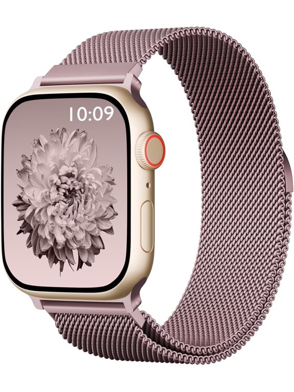 -Magnetic Mesh Metal Compatible with Apple Watch Band 49mm 46mm 45mm 44mm 42mm 41mm 40mm 38mm Men and Women, Stainless Steel Loop Clasp Replacement for iWatch Bands Ultra Series 10 9 8 7 SE 6 5