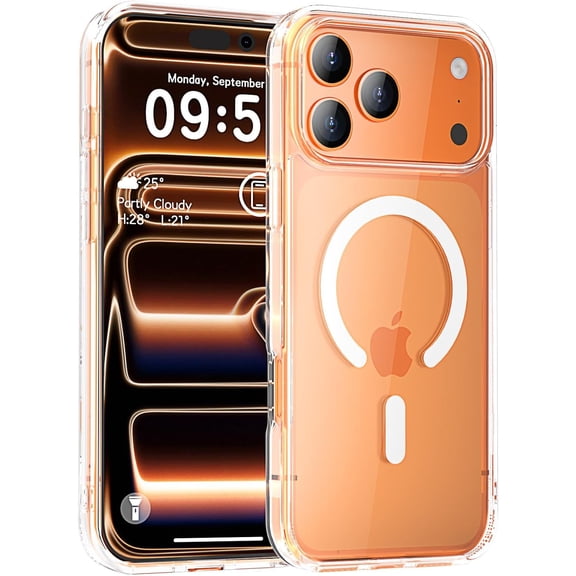 ERUCND-Magnetic for iPhone 17 Pro Max Case Clear,Anti-Yellowing(Compatible with Magsafe)16FT Military Grade Protection Slim Thin Protective Transparent Cover for Phone Automobile Speakerphones,Cl