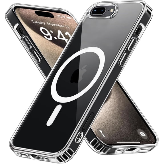 ERUCND-Magnetic for iPhone 7 Plus/8 Plus Case Compatible with MagSafe,Not YellowingMilitary Grade Protection,Ultra Thin Shockproof Phone Case for iPhone 7 Plus/8 Plus-Clear