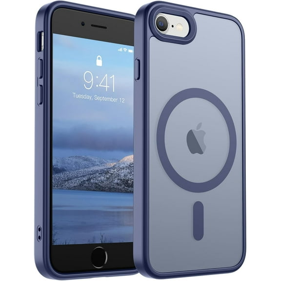 ERUCND-Magnetic for iPhone SE Case 2022 (3rd)/2020 (2nd), iPhone 8 Case (Compatible with MagSafe) (Military Grade Drop Protection) Slim Translucent Matte Phone Case,Lavender Gray