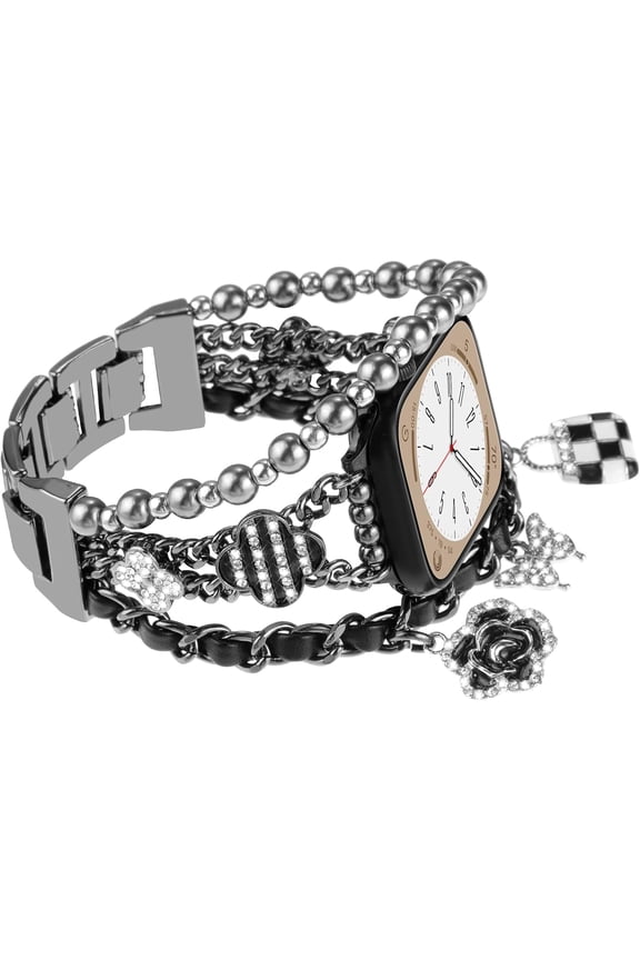-Metal Bands Compatible with Apple Watch Band 38mm 40mm 41mm 42mm 44mm 45mm 46mm 49mm Women, Chain Multilayer Wrap Bracelet Charms Pendants Strap for iWatch Series 11 10 9 8 7 6 5 4 3 SE Ultra