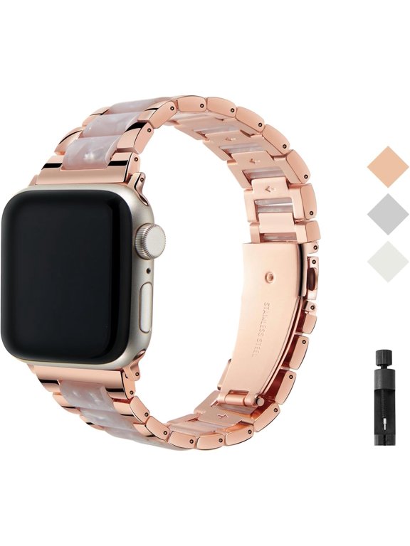 -Metal Resin Band Compatible with Apple Watch Wristbands, Women's Strap Fashion Chain Bracelet for iWatch Series 8 7 6 SE 5 4 3 2 1 Ultra