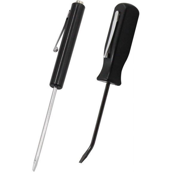 ERUCND-Multifunction Black Mini Pocket Pry Bar with Pocket Clip & Slotted Screwdriver with Strong Magnetic Slotted Tips 2Pcs
