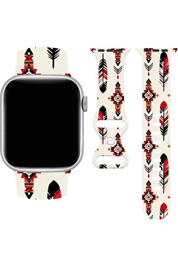 -Native American Watch Band Compatible with Apple Watch, 38/40/41/42/44/45/ 49mm Silicone for IWatch Bands All Series
