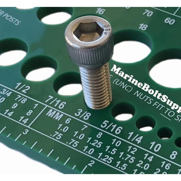 ERUCND-Nut, Bolt & Screw Gauge (Standard & Metric) (Coarse & Fine) Diameter, Length & Thread Pitch (Green)