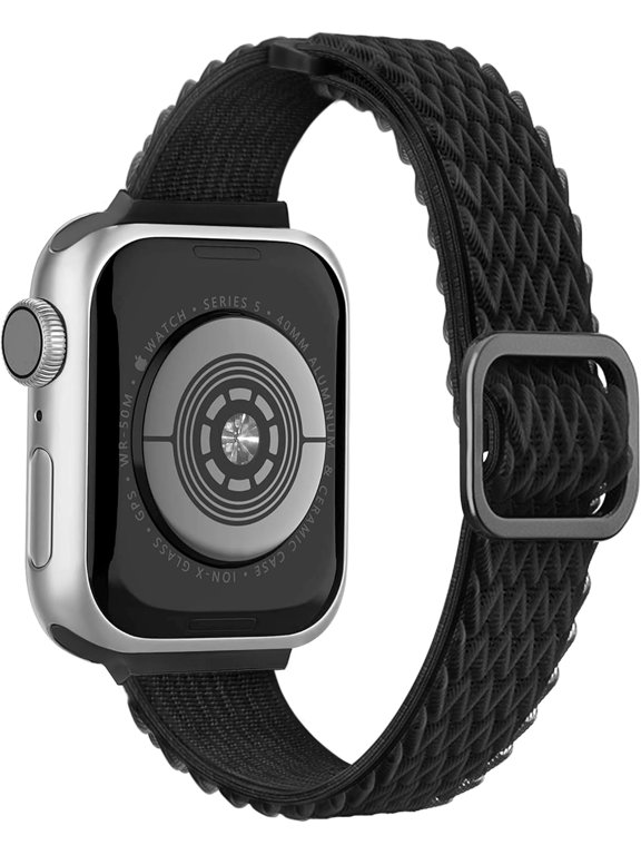 -Nylon Solo Loop Band Compatible with Apple Watch Bands for Women 42mm 40mm 41mm 38mm, Stretchy Elastic Sport iWatch Bands for Apple Watch Band Series 11 10 9 8 7 6 5 4 3 2 1 SE, Black