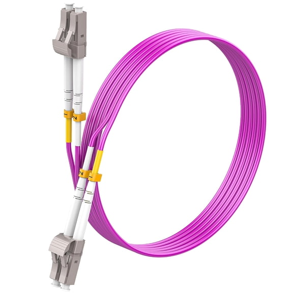ERUCND-- OM4 LC to LC Fiber Patch Cable 1M/3ft, Length Option:0.2m-200m, 40G/100Gb 50/125um Duplex MMF Multimode Fiber Jumper Cable Cord LSZH(Magenta)