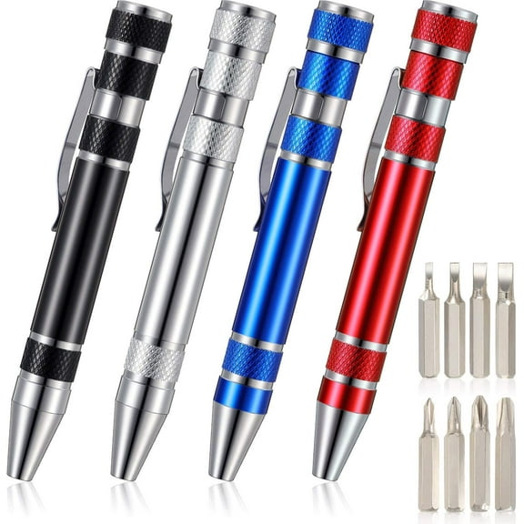 ERUCND-Pen Screwdriver Gifts Multitool Handy Tool 8 in 1 Magnetic Pocket Screwdriver Precision Function for Mini Gadgets(4 Pieces)