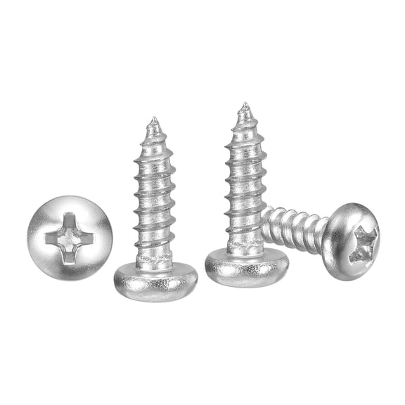 ERUCND-Phillips Pan Head Self Tapping Screws(M3x12) 200Pcs, 304 Stainless Steel Self Drilling Screw for Metal Wood Plastic, for Cabinet Wall Shutter Plate Rock Furniture, Silver Tone
