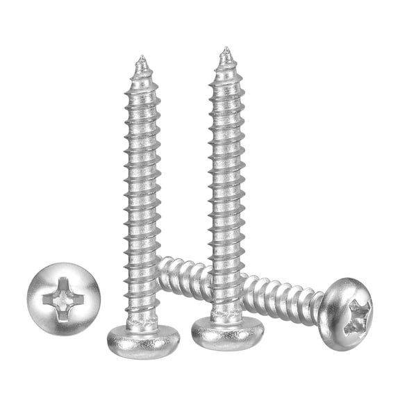 ERUCND-Phillips Pan Head Self Tapping Screws(M3x25) 50Pcs, 304 Stainless Steel Self Drilling Screw for Metal Wood Plastic, for Cabinet Wall Shutter Plate Rock Furniture, Silver Tone
