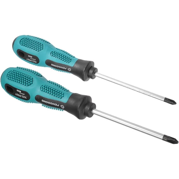 ERUCND-Phillips Screwdriver Set, #1 & #2 Magnetic Cross Screw Driver, 4" CR-V Steel Round Shaft