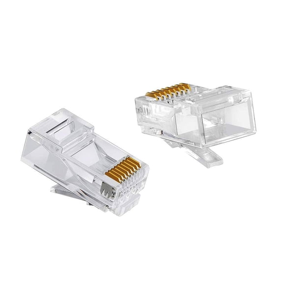 ERUCND-RJ45 Cat 6 Non-Pass Through Network Plug Connector 8P8C Cat 6/6E RJ45 Gold Plated Ends for Stranded UTP Solid Network Cable 20 PCS