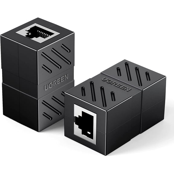ERUCND-RJ45 Coupler 2 Pack, Ethernet Extender 1000Mbps in Line Coupler Cat7 Cat6 Cat5e Cable Connector Ethernet Adapter Female to Female Black