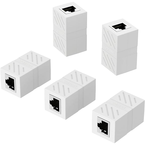 ERUCND-RJ45 Coupler Ethernet Extender Connector 5 Pack Inline Coupler Cat7 Cat6 Cat5e Ethernet Cable Adapter Female to Female White