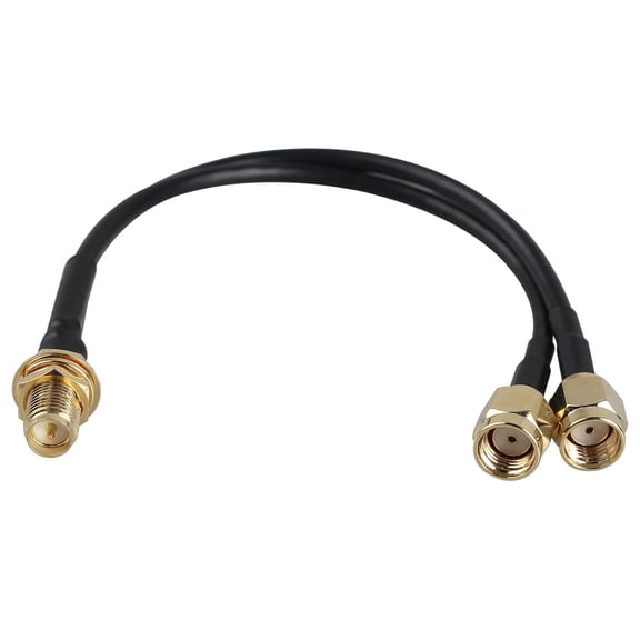 ERUCND-RP-SMA Female Bulkhead Mount to Dual RP-SMA Male Antenna Extension Cable WiFi Antenna Adapter Splitter Cable RG174 15cm/6 inch for Wireless Network Router Hotspot Modem WiFi USB Adapter