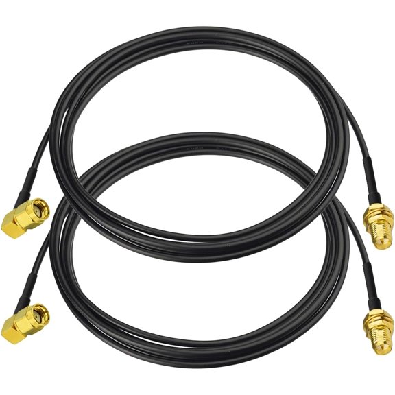 ERUCND-RP-SMA Male Right Angle to RP-SMA Female Bulkhead Mount RG174 WiFi Antenna Extension Cable 3m 10 feet for WiFi Router USB Adapter IP Security Camera Wireless Network Card (2-Pack)