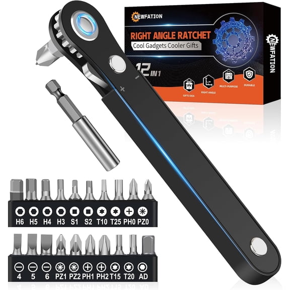 ERUCND-Ratcheting Screwdriver Men Gifts-Right Angle Screwdriver For Tight Space Cool Gadget EDC Gear Gift For Men Him Dad Husband