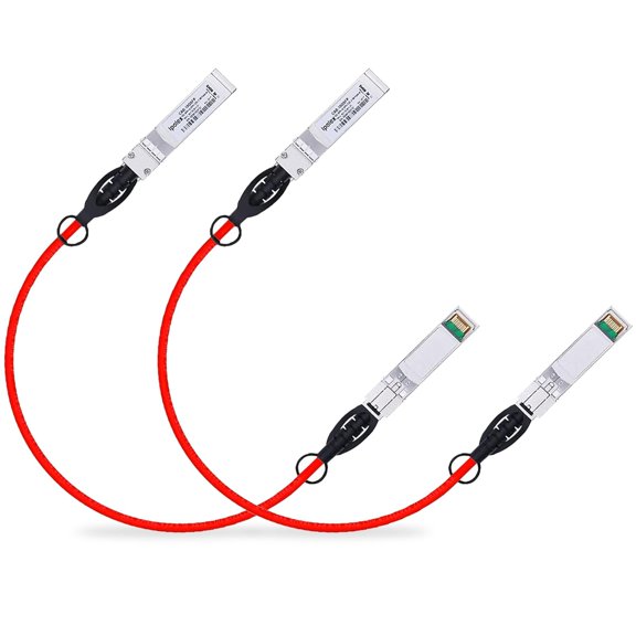 ERUCND-[Red 2 Pack 10G SFP+ Twinax Cable, Direct Attach Copper(DAC) Passive Cable, 0.5m (1.64ft), for Cisco SFP-H10GB-CU0.5M, Meraki, Ubiquiti, Mikrotik, Intel, Fortinet, Netgear, D-Link and More